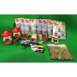35 Piece Lot of Miniature Fairy Garden Figurines, Animals, Buildings, Camping